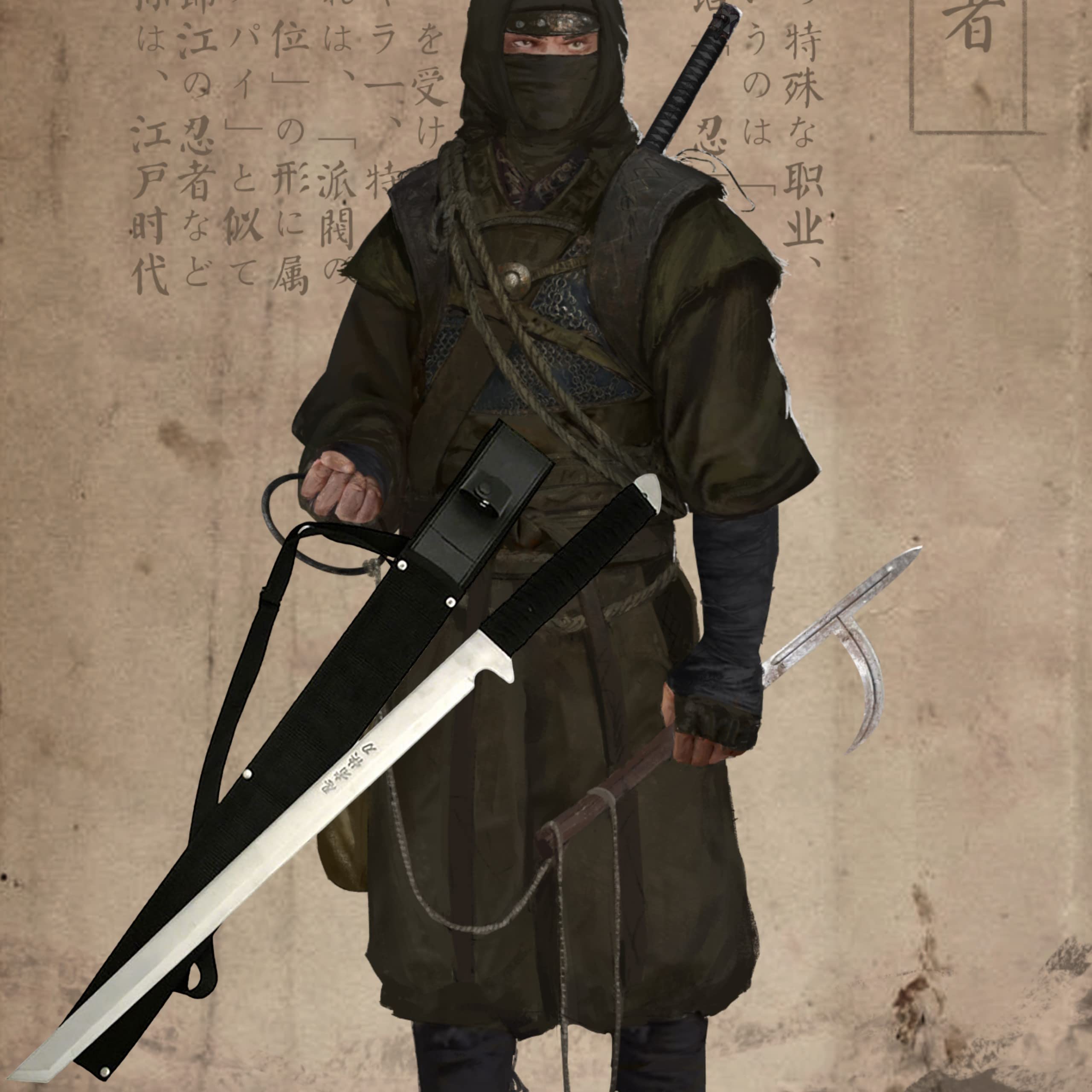 Machete scharf echt Japanisches Katana Schwert Scharf 71 cm mit Nylon Scheide - Samurai Schwerter Scharf Echt für Erwachsene - Ninja Katana Metall - Stahl 1045 - Full Tang Konstruktion