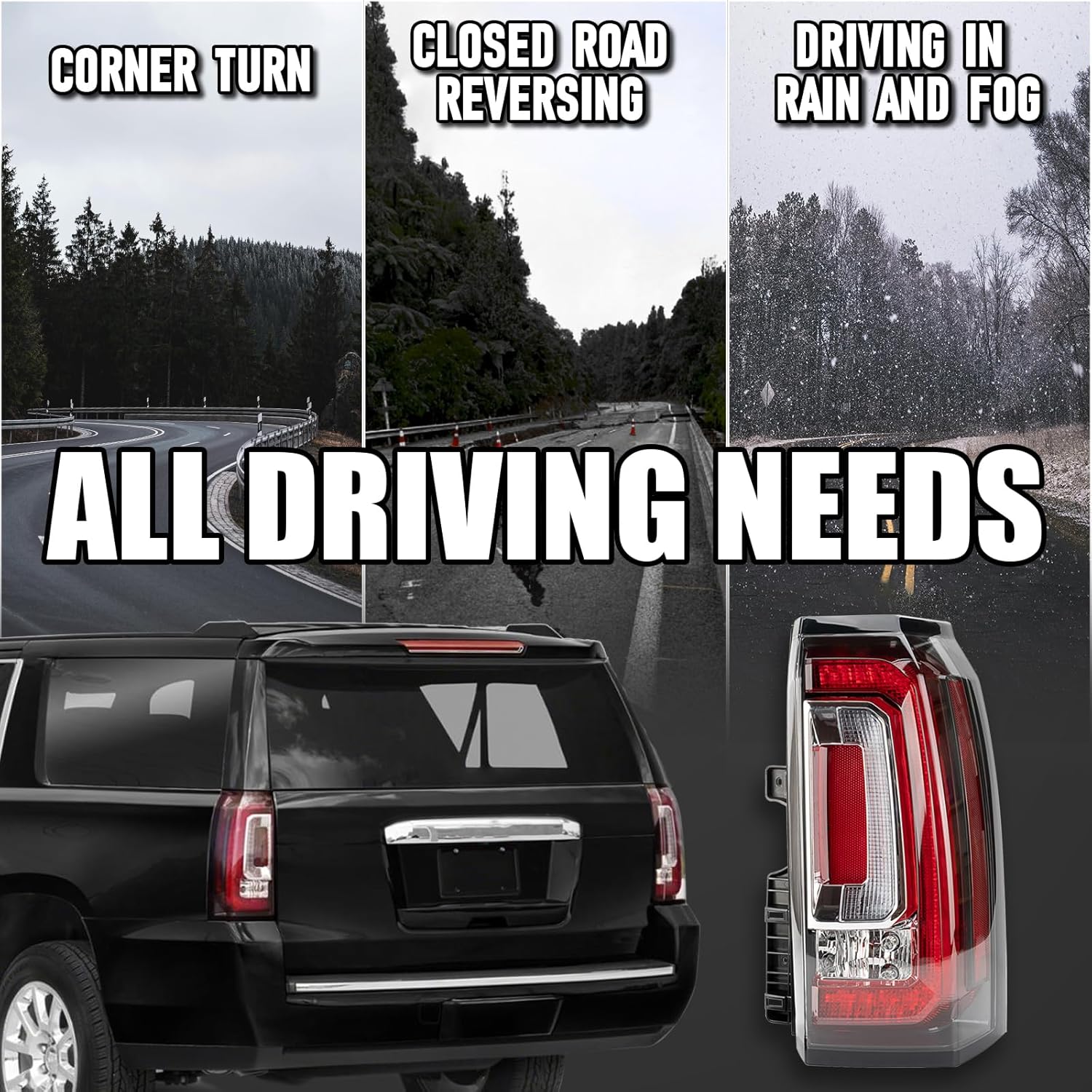 Tail Lights Assembly Right Passenger Fit For GMC Yukon Yukon XL Denali 2015 2016 2017 2018 2019 2020 Rear LED Brake Turn Signal Back Up Taillight Replaces 84536243 GM2801268 23380460