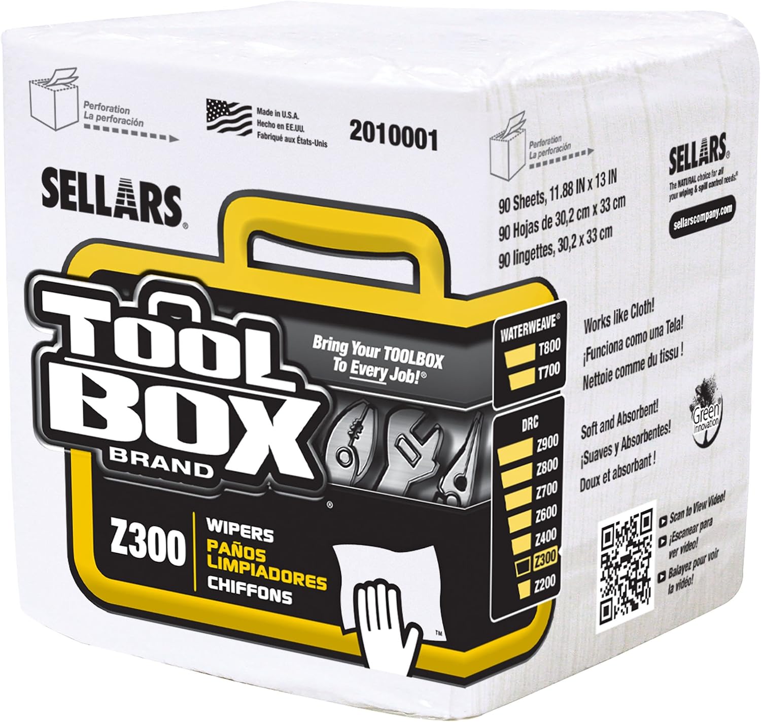 Sellars Toolbox Z300 1/4 Fold 90Ct White 11.88"X13" Sht 12/Cs