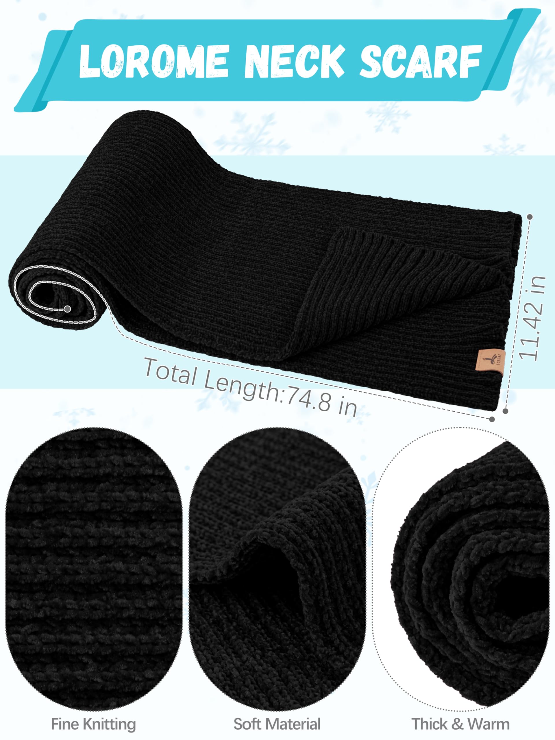 Set invernale caldo cappello sciarpa e guanti touch screen, lavorato a maglia con pompon, cappello scaldacollo, sciarpa lunga, guanti invernali per donne e uomini