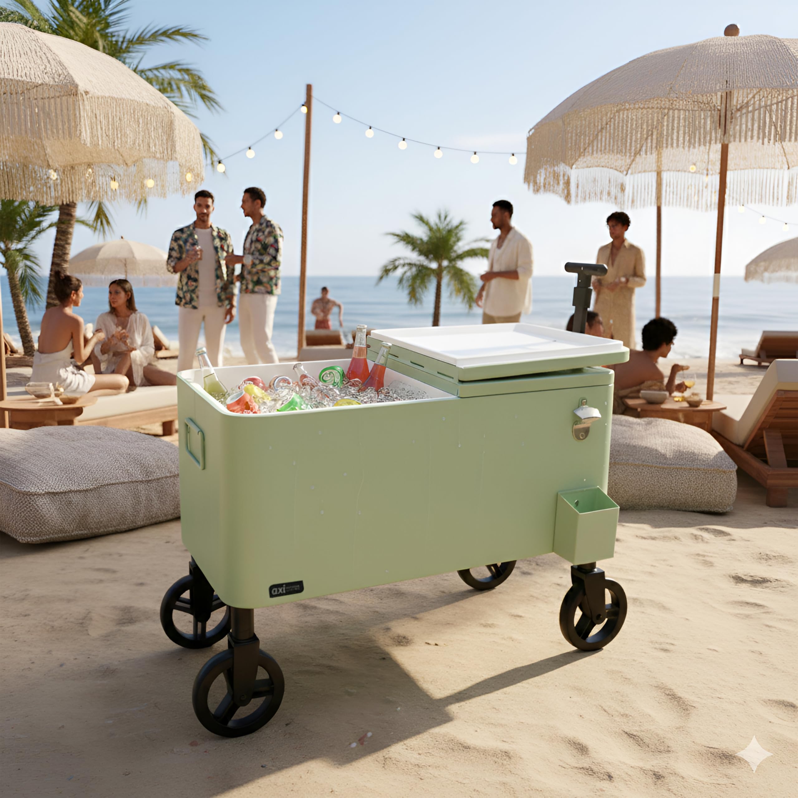 AXI Retro Cooler Vert | Réfrigérateur De Boissons Mobile pour L’Extérieur/Le Jardin | Glacière 76 Litre