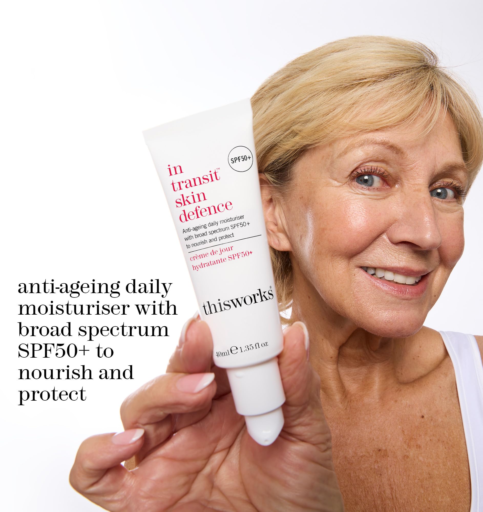This Works, In Transit Skin Defence SPF50+ Face Moisturiser (40ml) with Hyaluronic Acid, Vitamin E and Antioxidants - Image 2