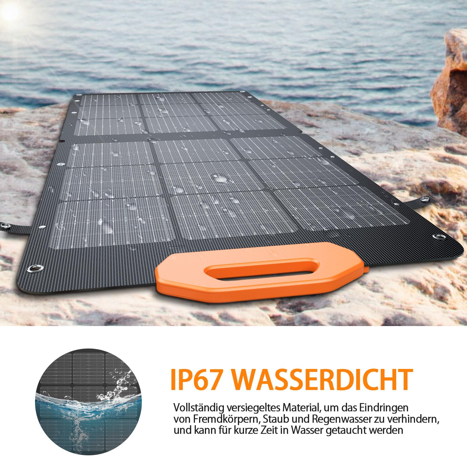 GRECELL Faltbares Solarpanel 100W Solarmodul, Adjustable Kickstand 21.5V mit Ausgang für Tragbare Powerstation Solargenerator Camping Wohnmobil Caravan Gartenhäuse Reise