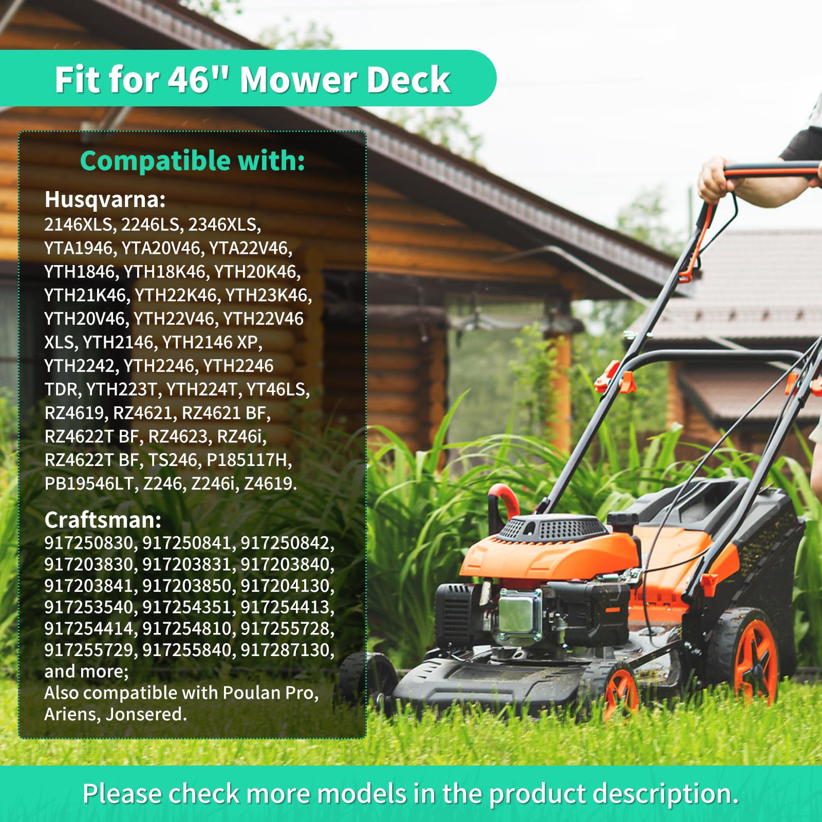 405380 Cuchillas de alta elevación para cubierta de 46 pulgadas, 532405380 cuchillas de cortacésped compatibles con Husqvarna YTH22V46 YTH21K46, Craftsman YT3000, Poulan Pro, sustituye a