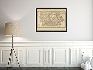 1878 Map Iowa State of Iowa Relief - Shows drainage, county boundaries, railroads | Map of Iowa state | Ready to Frame | Size: 18x24 inches
