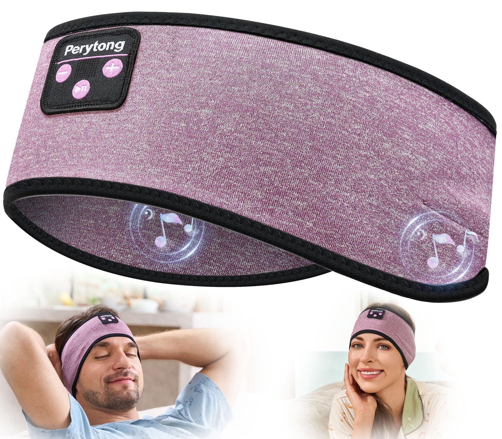 Perytong Sleep Headphones Wireless, Bluetooth Headband Sports Sleeping Headphones Sleep Mask Earbuds Breathable Wireless Music Headband for Side Sleepers Sleeping Travel Workout Running Air Travel