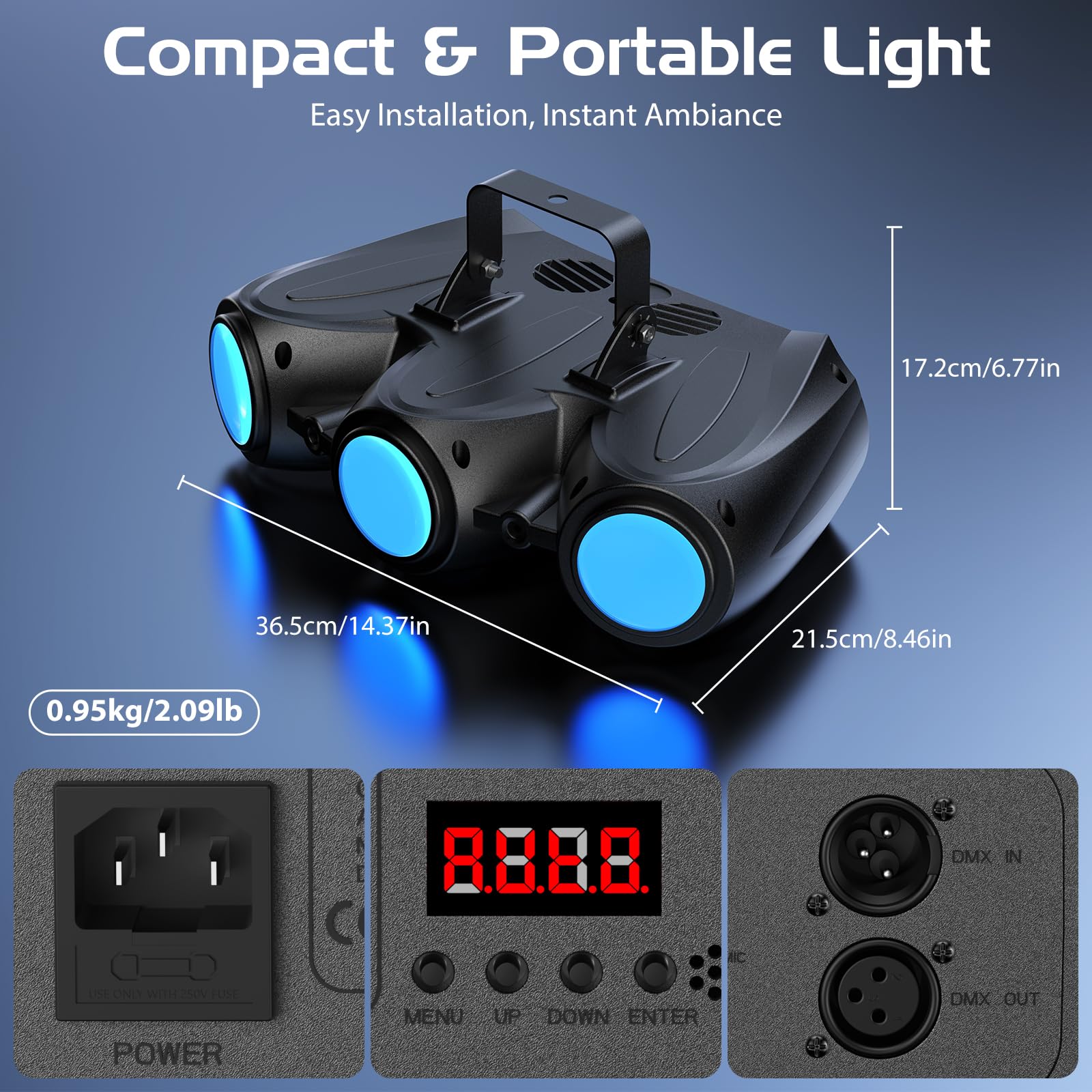 Luz de discoteca, luz de fiesta tipo dirigible, 192 haces de luz LED integrados, DMX 4 canales con control de voz, ideal para cumpleaños, Halloween, eventos en bares y Navidad