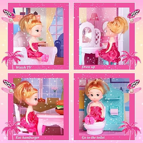 Miniatura 3 de Casa de muñecas, muebles de casa de muñecas de ensueño, juguetes de niña rosa