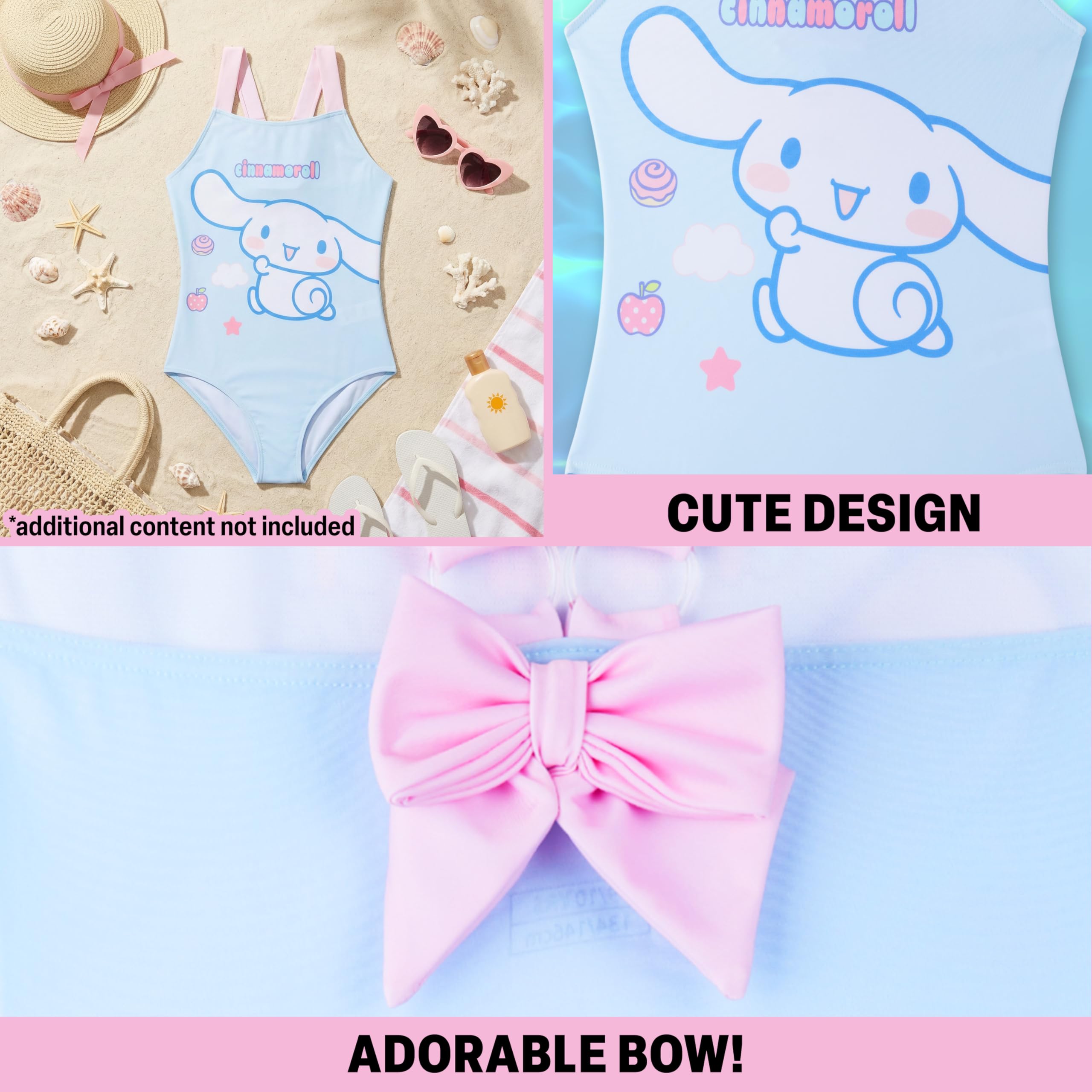 Hello Kitty Bañador Niña 5-14 Años, Traje de Baño Infantil Una Pieza con Tirantes Ajustables, Ropa de Baño para Playa Piscina, Verano Regalo Niña