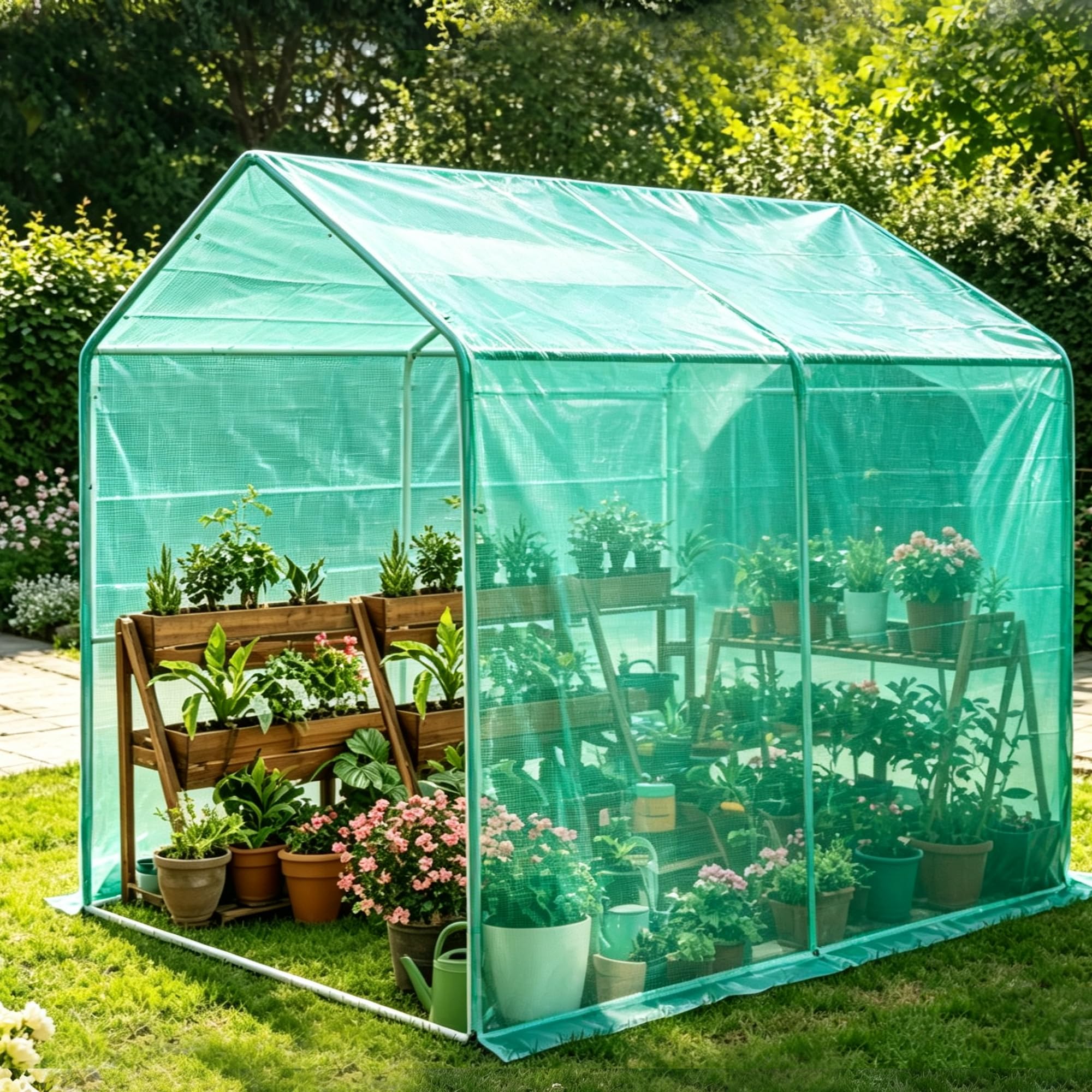Telone Rinforzato con Occhielli in Metallo, Impermeabile e Antistrappo per Esterno, Giardino e Terrazzo 165g/m² Verde Trasparente 2x10 m