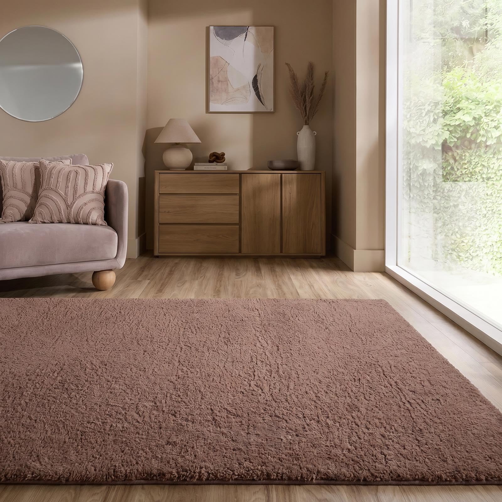 OHS Rugs Living Room Large 160x230 Anti Slip Teddy Shaggy Rug, Mocha โ image 1