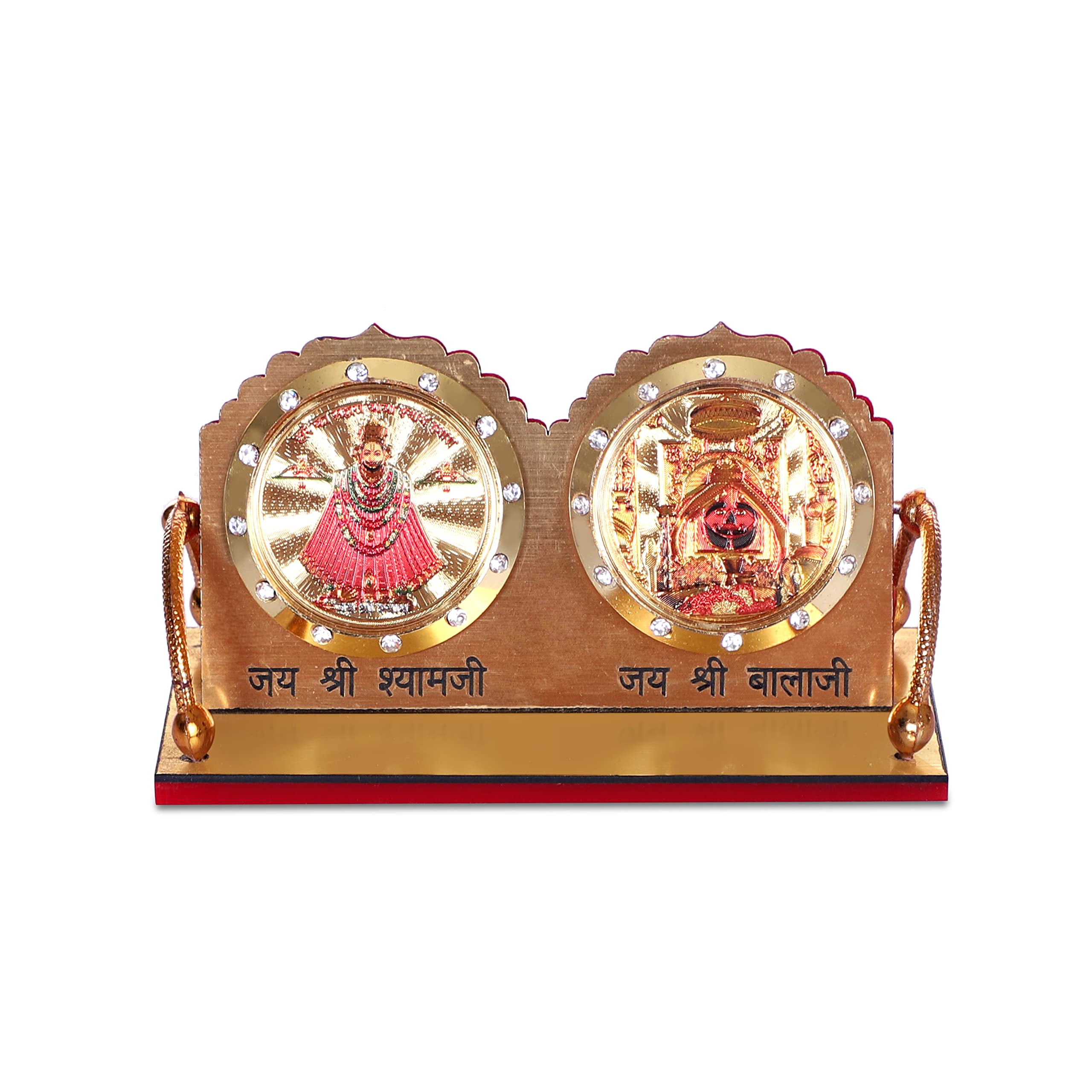 Awesome Craft Handcrafted God Round Photo Frame Shape Showpiece Statue Perfect for Car Dashboard, Home and Office Table Décor (Golden Laxmi Ganesh Idol)