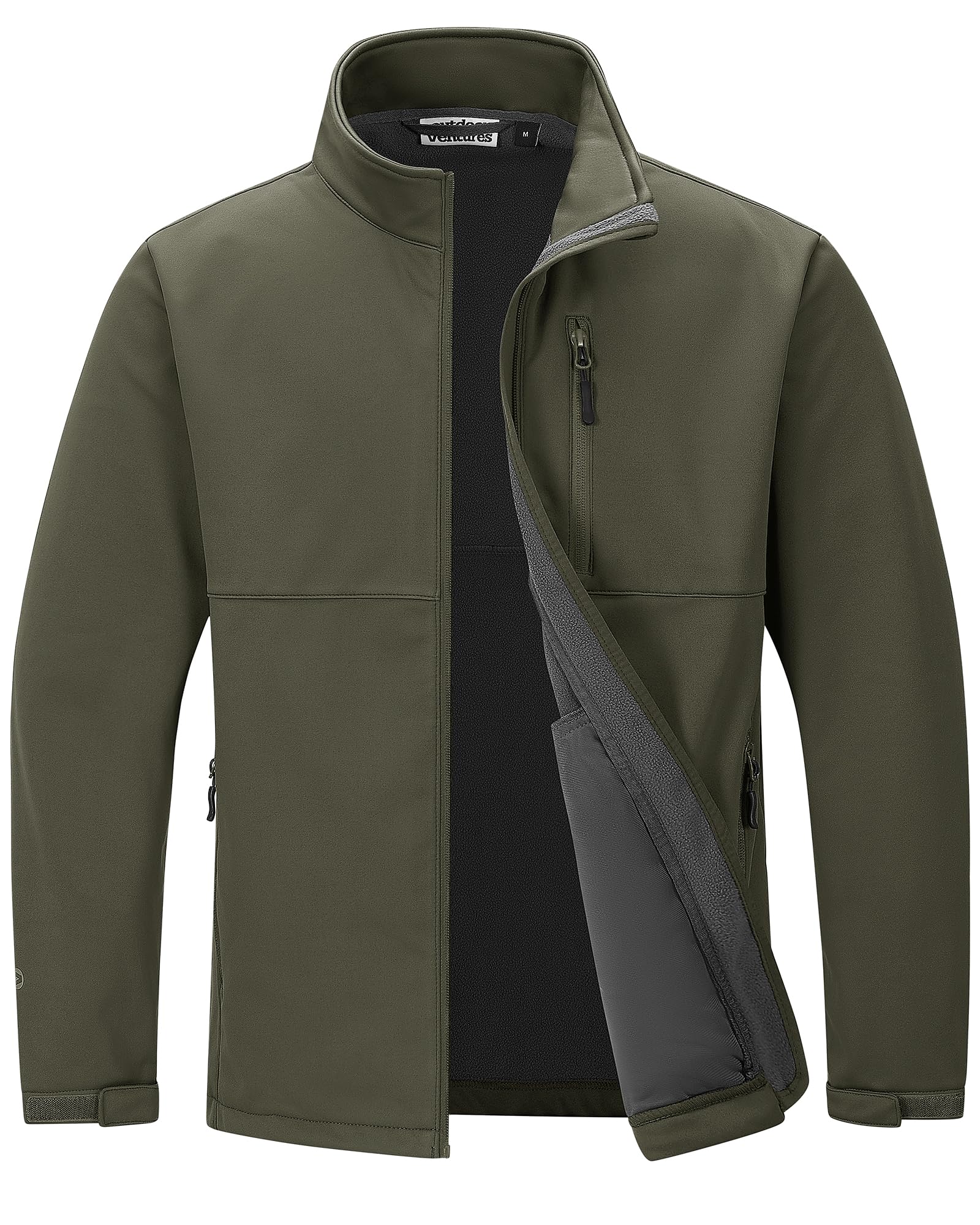 Outdoor Ventures Men's Softshell Jacket Waterproof Fleece Lined Rain Shell Jacket Lightweight Windbreaker for Hiking Travel