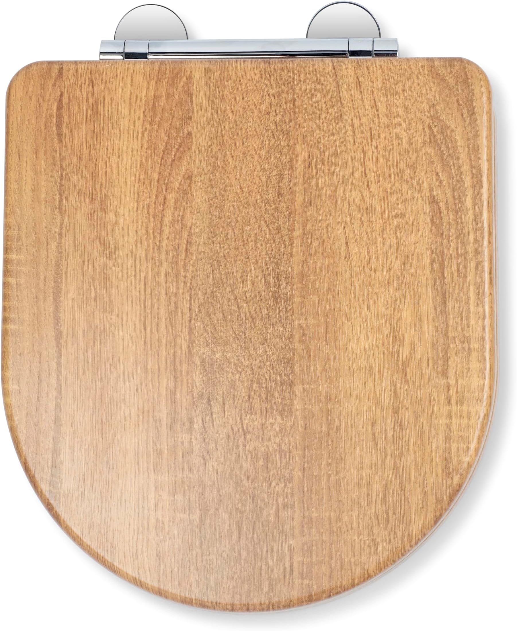 Croydex Levico Flexi-Fix D Shape Toilet Seat Soft Close - Quick Release Button for Easy Cleaning and Adjustable Hinges with Top and Bottom Fixings Included, Antibacterial Treated Surface (Teak)