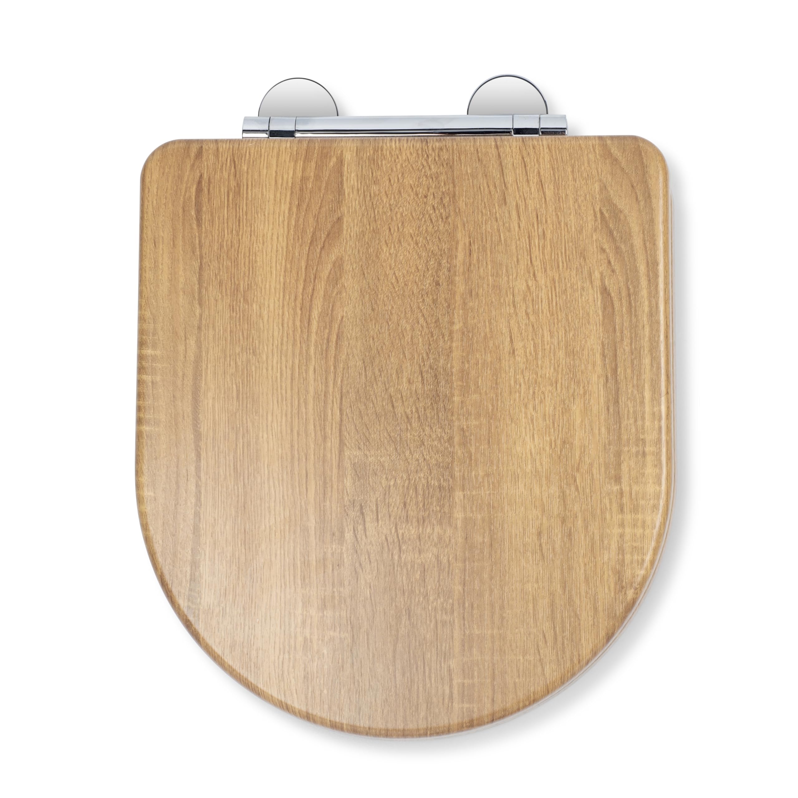 CroydexLevico Flexi-Fix D Shape Toilet Seat Soft Close - Quick Release Button for Easy Cleaning and Adjustable Hinges with Top and Bottom Fixings Included, Antibacterial Treated Surface (Teak)