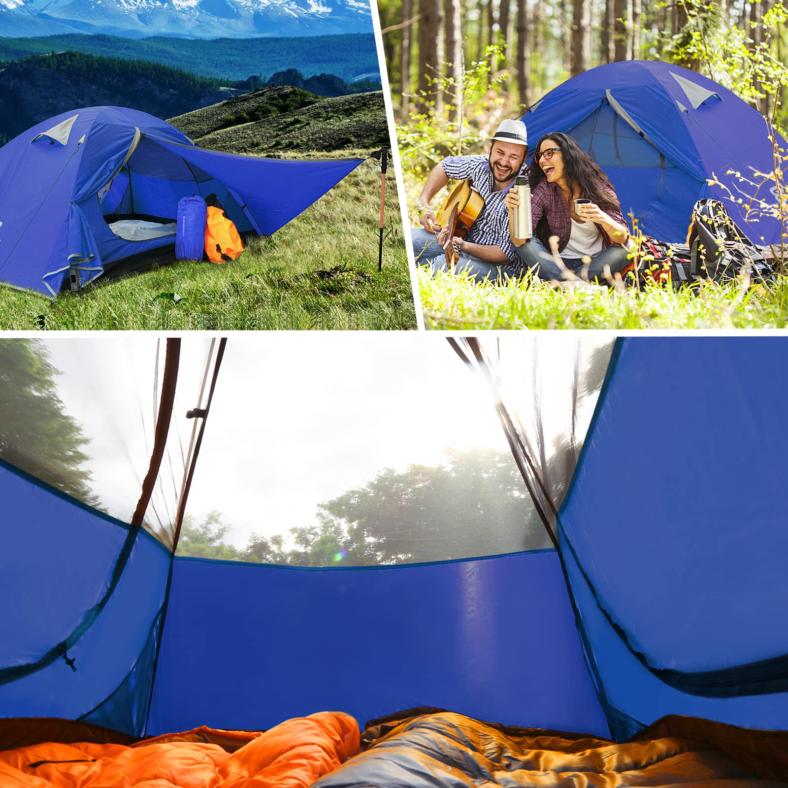 Bessport Tenda da Campeggio Ultraleggera 1-2-3 persona,Tenda a Cupola Istantanea Impermeabile Attività all'aperto Zaino Festival Per trekking Aldulto Tenda Campeggio Con ingombro ridotto