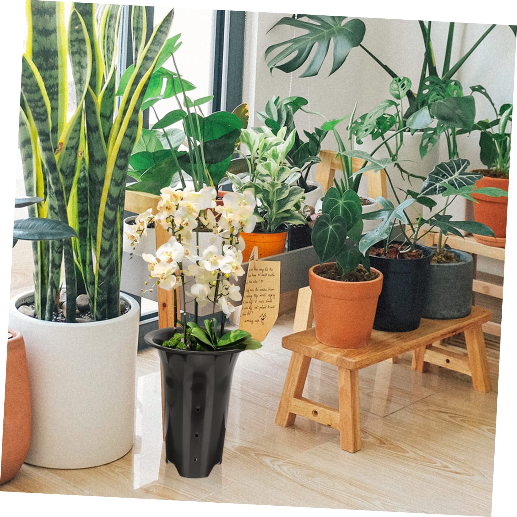 BESPORTBLE 10pcs Pots pour Orchidées Noirs en Plastique Perméables et Respirants, Haute Taille Contrôle des Racines, pour Plantes D’intérieur et Jardin