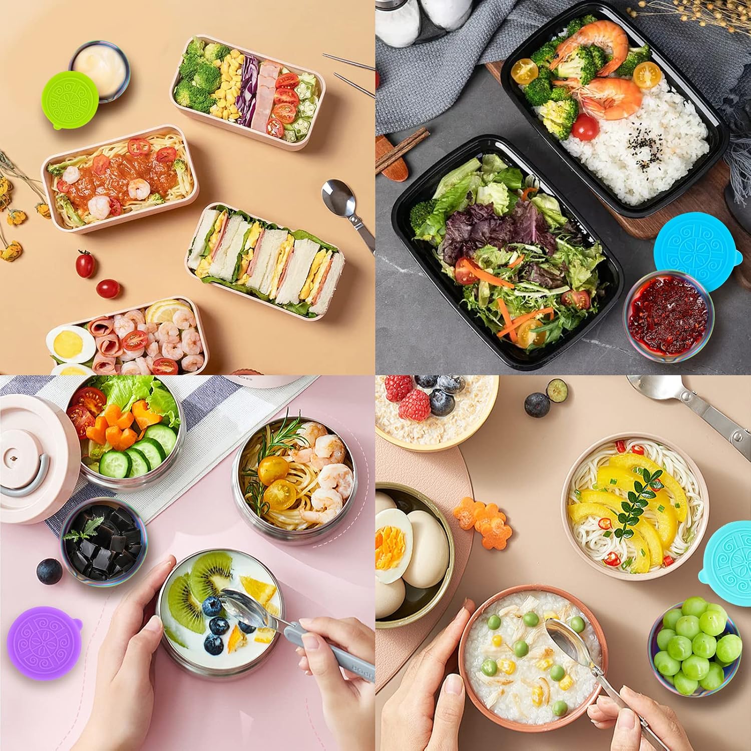 Salad Dressing Container to Go, 6x1.6 oz Reusable Small Containers with Lids, Rainbow Sauce Containers for Lunch Box, 18/8 Stainless Steel Condiment Cup, Easy Open, Leakproof Dipping Sauce Cups image 5