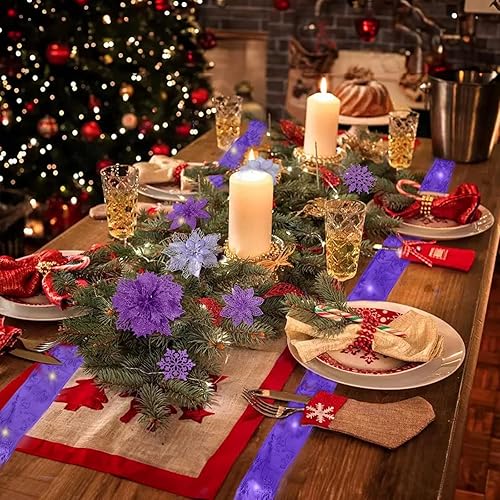 Miniatura 33 de RECUTMS 10 paquetes de flores de Pascua artificiales con purpurina para decoración de bodas, árbol de Navidad, Año Nuevo, guirnalda de Navidad
