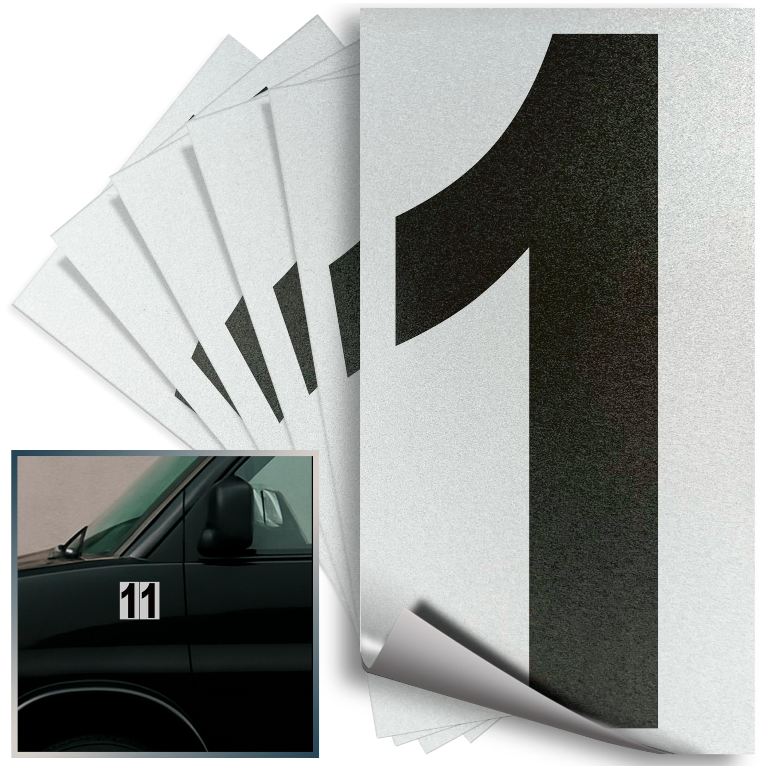 iSYFIX Black Vinyl Number 1 (One) Stickers - 6 Pack 4 inch - Premium Decal, Reflective Background & Pre-Spaced for Mailbox, Signs, Window, Door, Car, Trucks, Home, Business, Address, Indoor & Outdoor-picture-10
