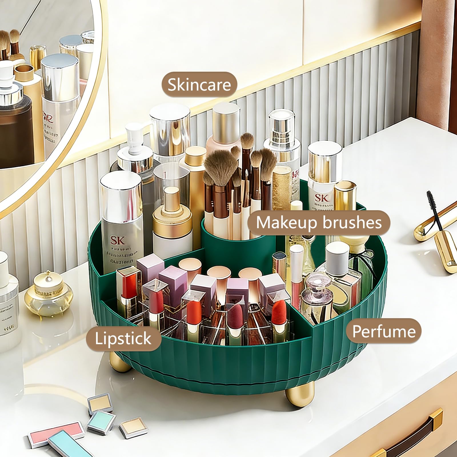 360 Rotating Makeup and Perfume Organizer Tray
