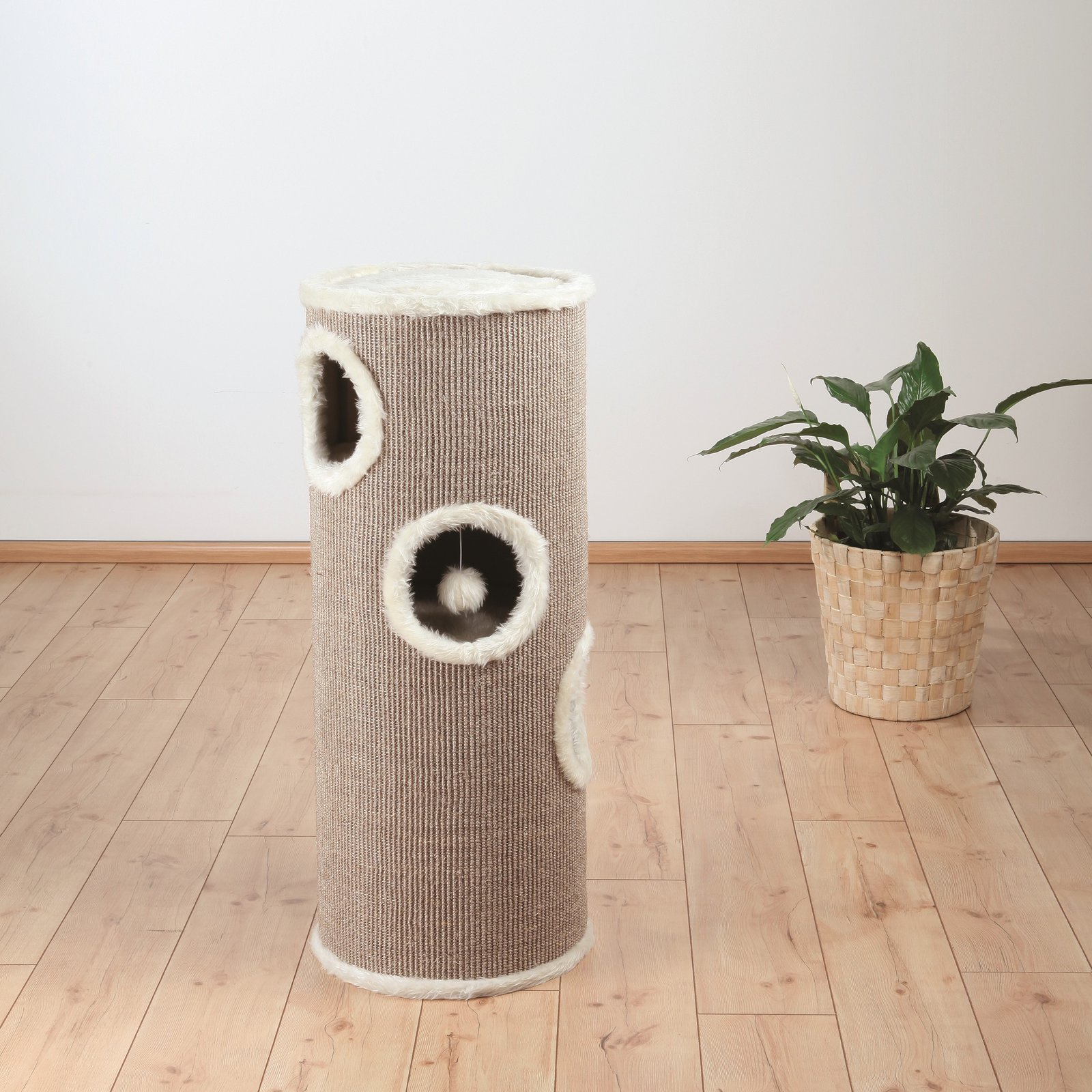 Trixie Colonne à Griffes Edoardo pour Chat – Taupe et crème – 100 cm