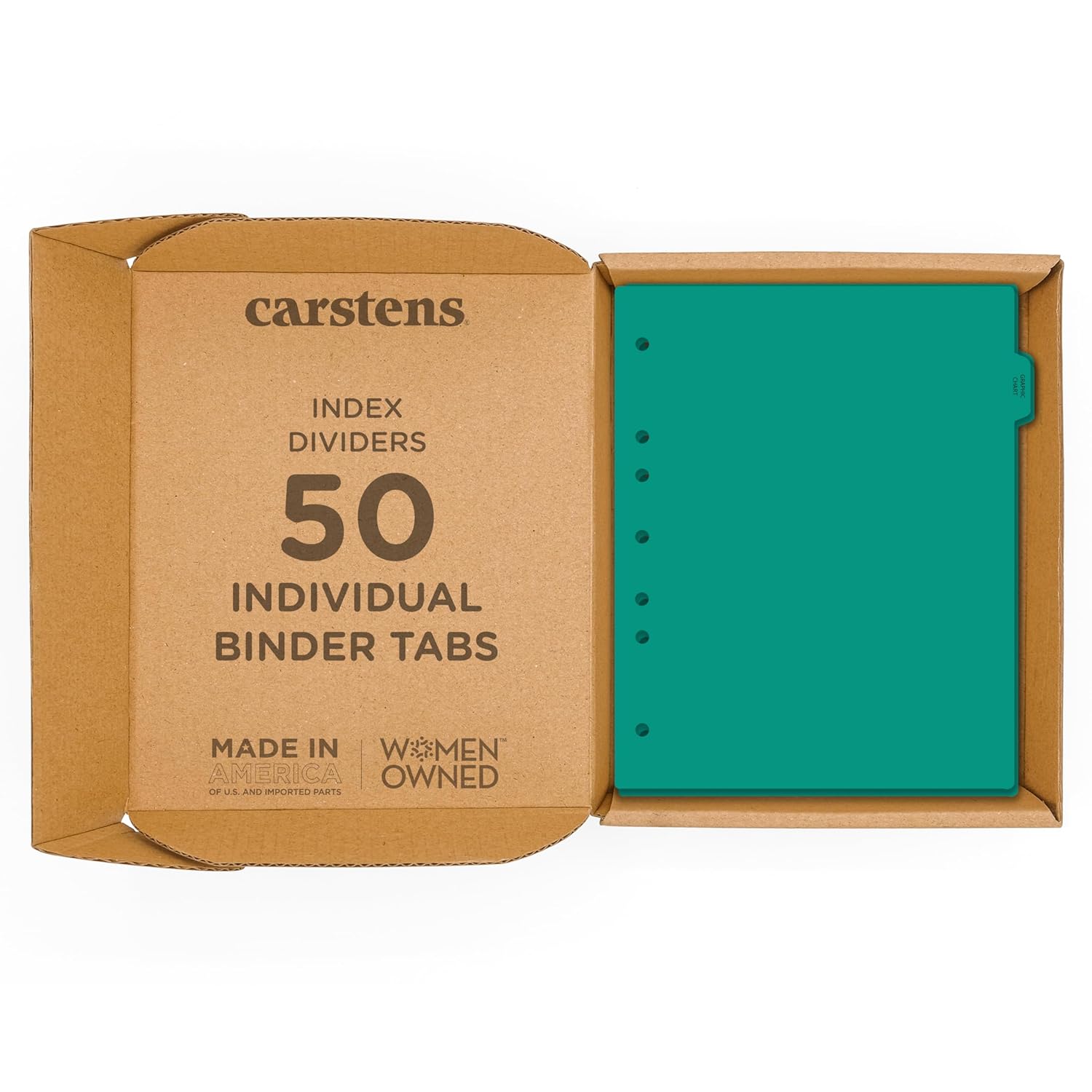 Carstens - Heavy Duty Graphic Chart Plastic Ring Binder Dividers, Side Tab, 1/9 Cut, Tab 2 Position, US Letter, Case of 50, (2620-02CS) - Ideal Medical Chart Dividers for 3 Ring Binders