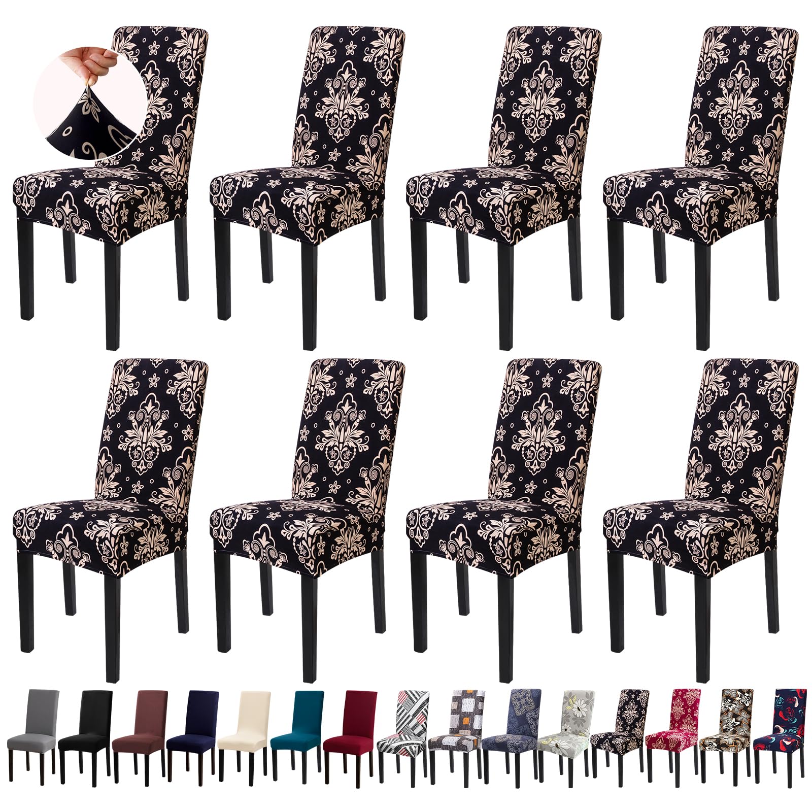 Fafua Chair Covers, Stretch Kitchen Chair Covers/Dining Chair Covers for Dining Room 8 Pack, Removable Washable Dining C