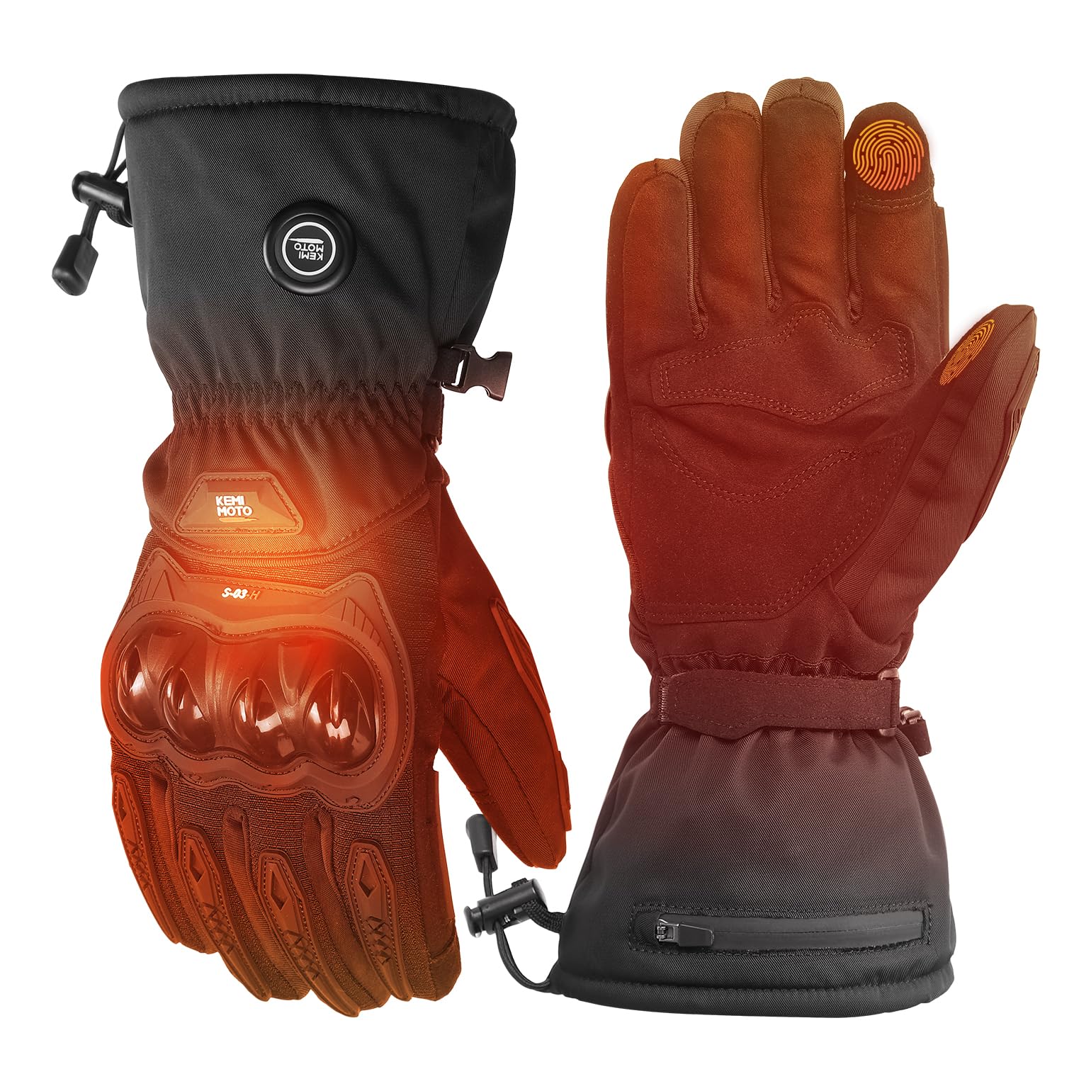 KEMIMOTO Gants Chauffants, Gants Thermiques Batterie 7,4 V, 2500 MAh, Pour La Neige, La Pêche Sur Glace Et Les Activités De Plein Air Hivernales