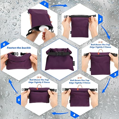 Miniatura 5 de Cosmos 4 bolsas secas impermeables, mini bolsa impermeable portátil, bolsa de almacenamiento pequeña enrollable para viajes al aire libre, kayak,
