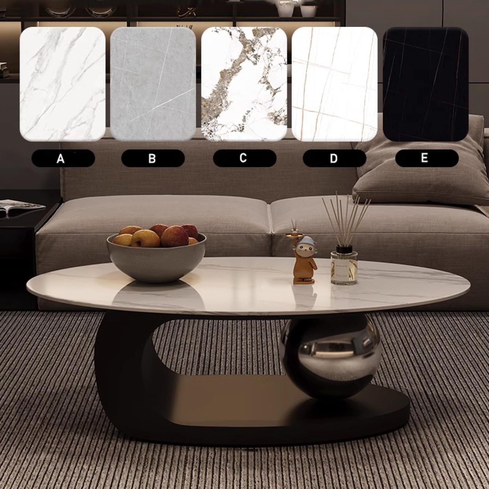 Tavolino da caffè in Marmo di Lusso con Staffa in Metallo Dorato e Piano in Pietra - Stile Elegante, Design Unico, Facile da Pulire