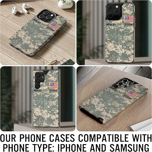 Miniatura 6 de Uniformes personalizados camuflaje ejército Veterano funda para teléfono con nombre personalizado para papá y esposo, Día del Veterano, aniversario
