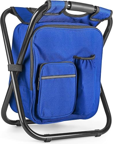Kikerike Backpack Stool Cooler Chair (Dark Blue)