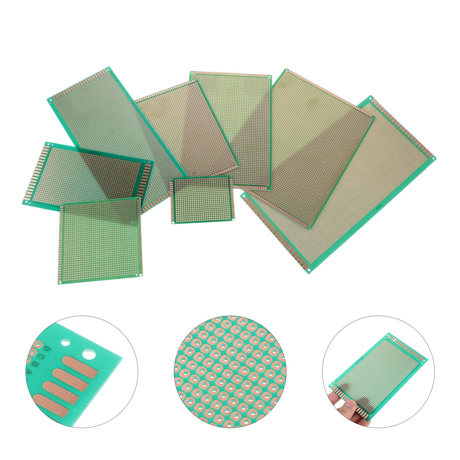 Kit de Placa PCB Verde de 8piezas Diseño Perforado Sola Cara en Fibra de Vidrio para Placa de Pruebas de PC Soldable Adecuado para Laboratorios y Desarrollo Electrónico