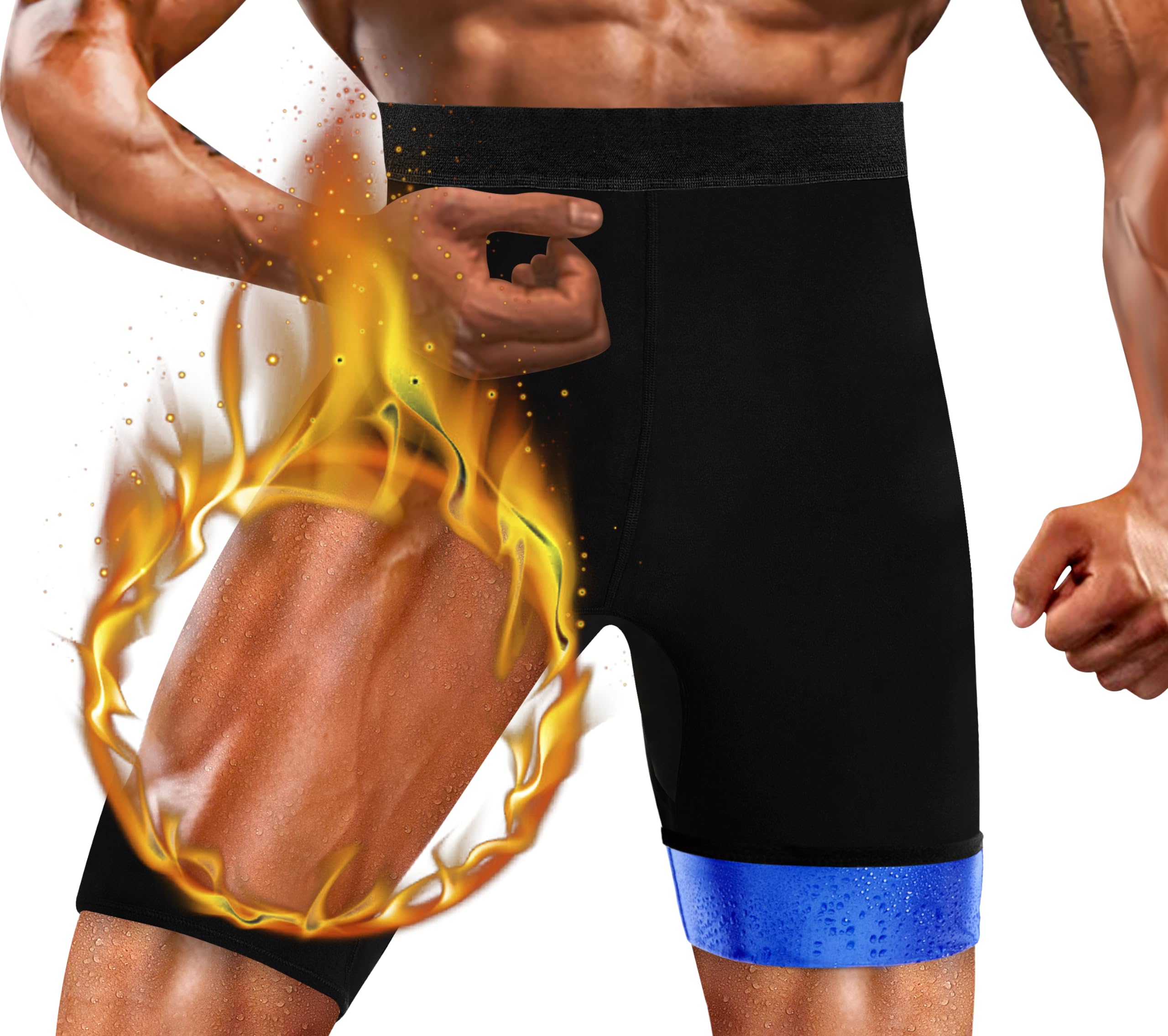 MOLLDAN Sauna Pants for Men Heat Trapping Suits Sweat Shorts Workout Tights,Mesh Crotch,High Waist-image-12