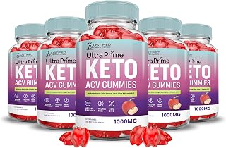 (5 Pack) Ultra Prime Keto ACV Gummies Advanced Formula 1000MG UltraPrime Keto Gummies Apple Cider Vinegar Formulated with Pomegranate Beet Juice Powder B12 Vegan Non GMO 300 Gummys