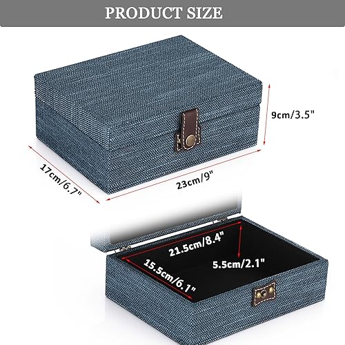 Miniatura 4 de Hipiwe Caja del cofre del tesoro, caja de joyería decorativa de madera con cierre, caja de recuerdos, caja rectangular organizadora de joyas, caja