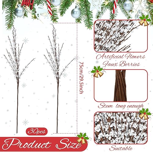 Miniatura 2 de 30 flores de jazmín de invierno de 29.5 pulgadas de largo, flores artificiales de jazmín alto, ramas secas para Navidad, invierno, Año Nuevo, boda,