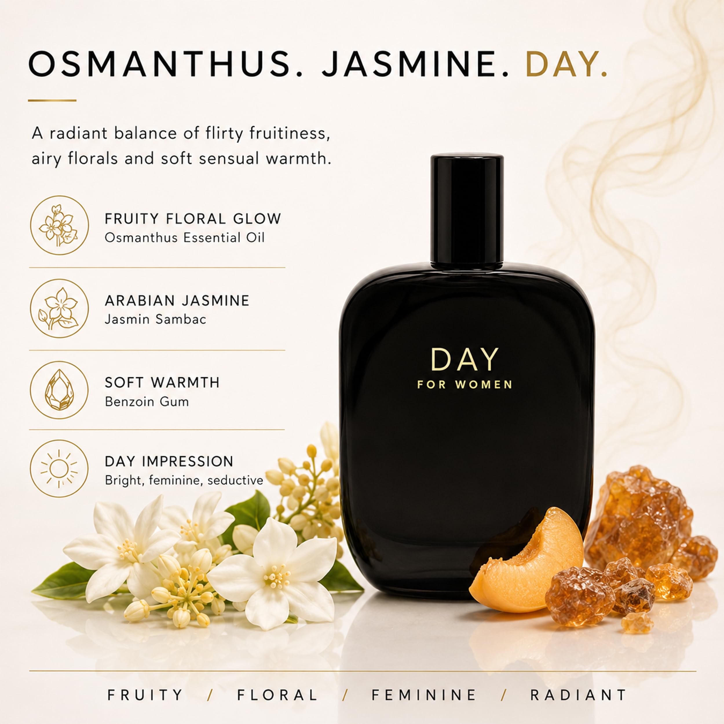 Fragrance One | Jeremy Fragrance Day for Women | luksusowy zapach damski | uwodzicielskie akordy kwiatowe | woda perfumowana | intensywna | długotrwała | idealna na dzień | butelka 50 ml z pudełkiem