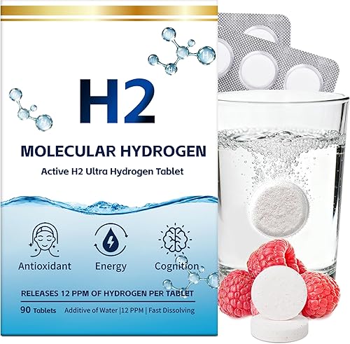 Comprimidos de Hidrógeno Molecular (12 PPM) - 90 Unidades Suplemento H2 de Alta Potencia con Magnesio - Generador de Agua de Hidrógeno de Disolución
