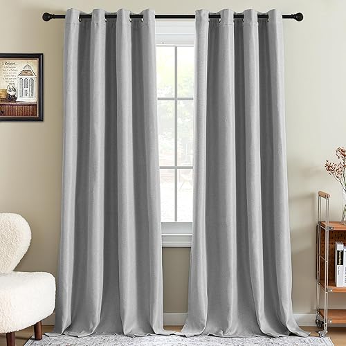 Miniatura 69 de H.VERSAILTEX Cortina de lino para oscurecer la habitación para dormitorio/sala de estar, cortinas opacas extra anchas de 100 x 96 pulgadas
