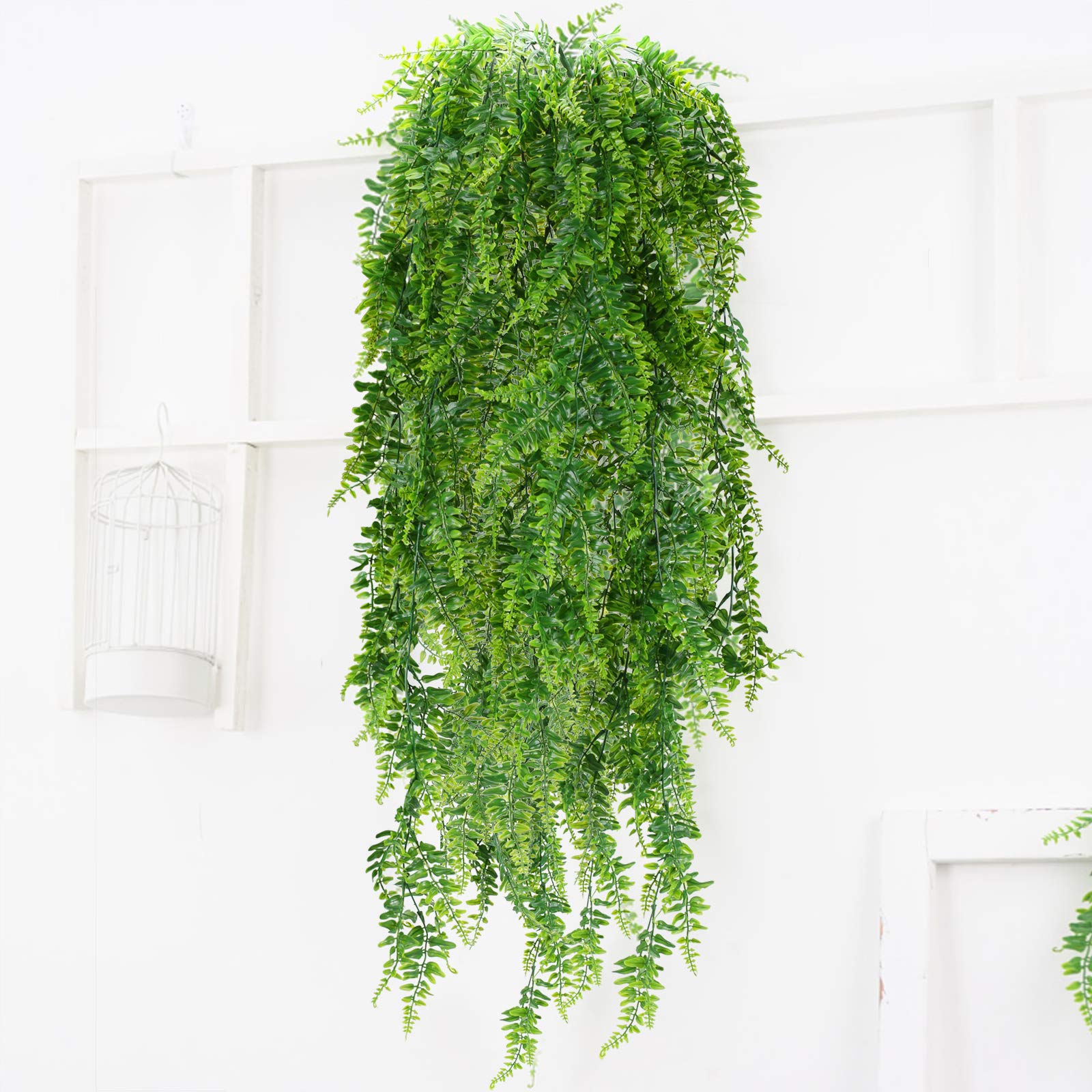 2 Plantes Artificielles Suspendues - Type Fougère De Boston, Tiges Pliables Avec Fil De Fer, 83 Cm - Déco Intérieur/Extérieur