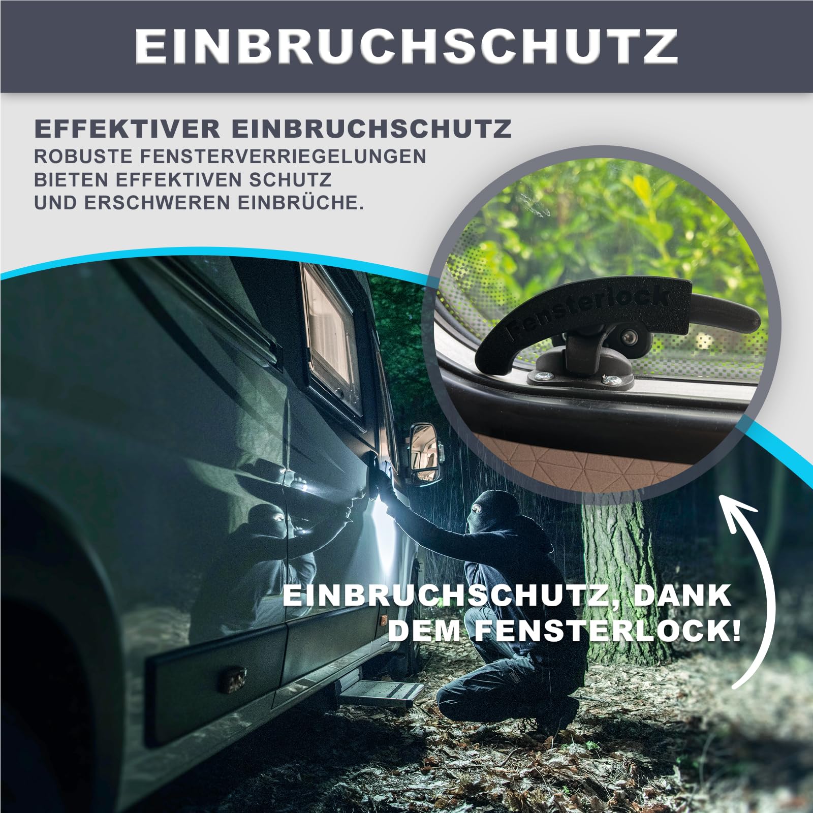 Cerraduras de ventana en negro – Protección contra robo y bloqueo para tirador de ventana Dometic Seitz / Levier – Ventanas para autocaravana y caravana (Tipo 1, Lote de 2, lado derecho)