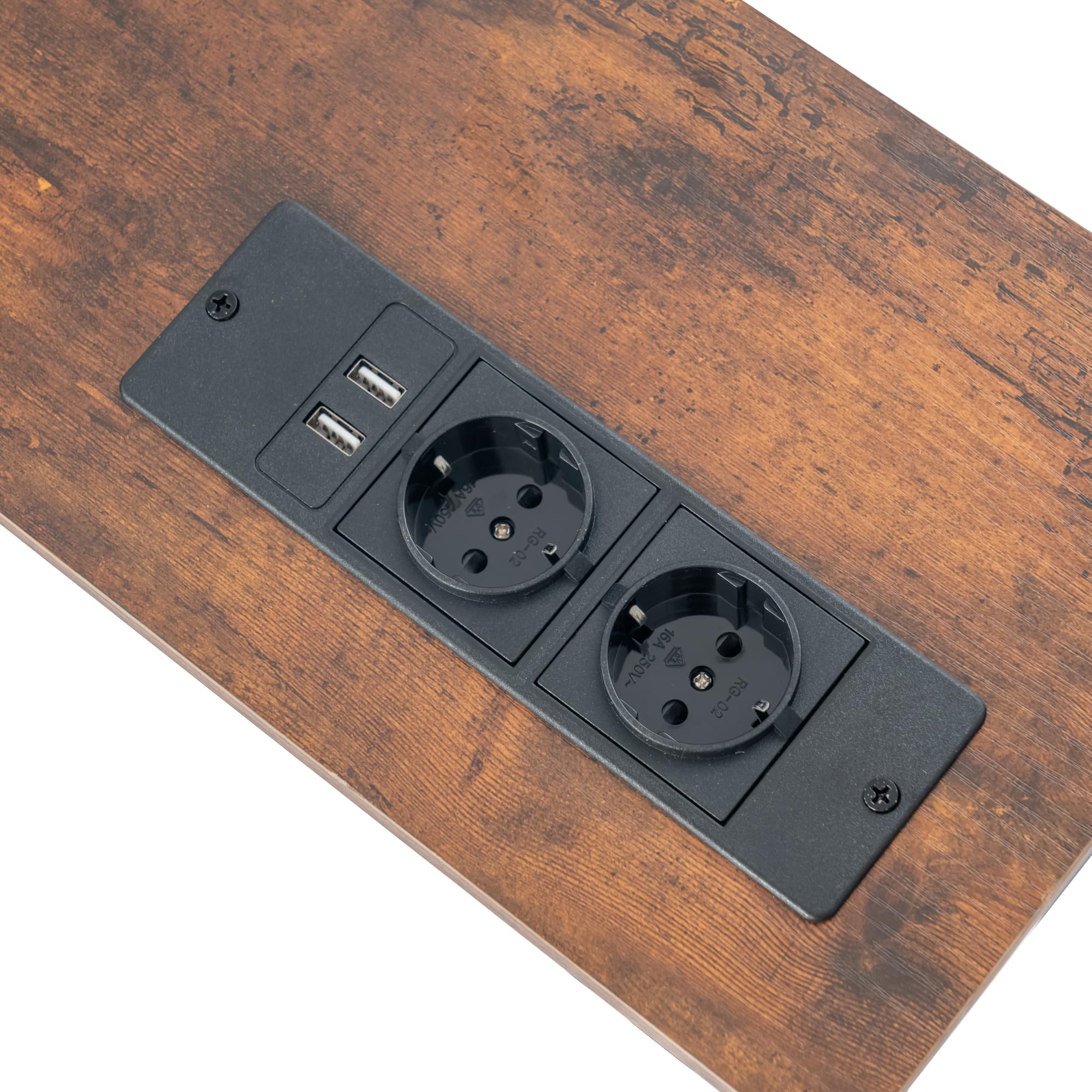 Table de Bar 180 cm avec 2 Prises et 2 Ports USB, Table de Bar de Cuisine Haute et étroite Petit Espace Console Meuble pour Cuisine Salon entrée café bistrot (Marron, 180 x 20 x 80,5 cm)