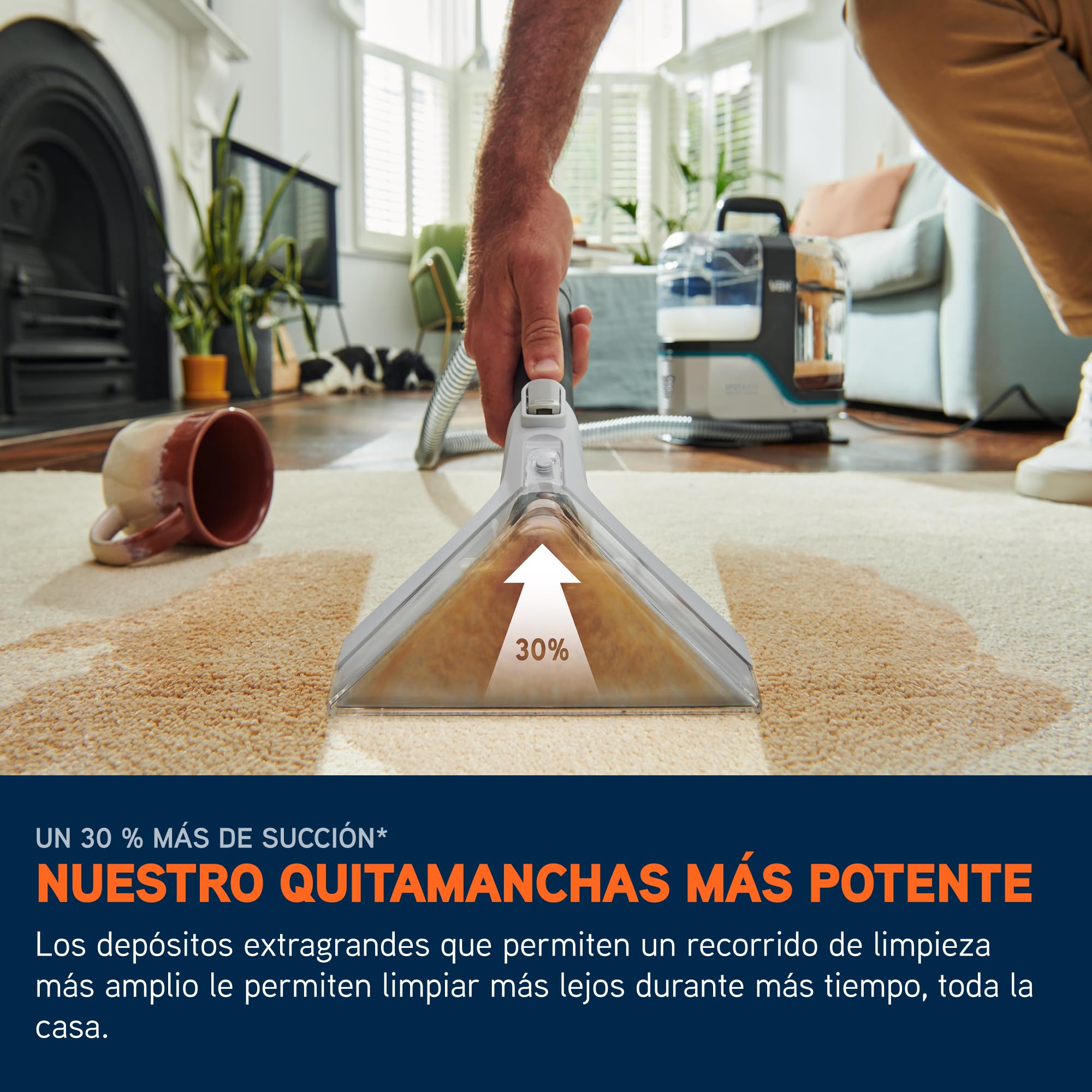 Limpiador quitamanchas Vax SpotWash Max Pet-Design, potente quitamanchas para alfombras y tapicerías con tecnología SpinScrub, depósito XL, limpieza profunda para mascotas, sofás