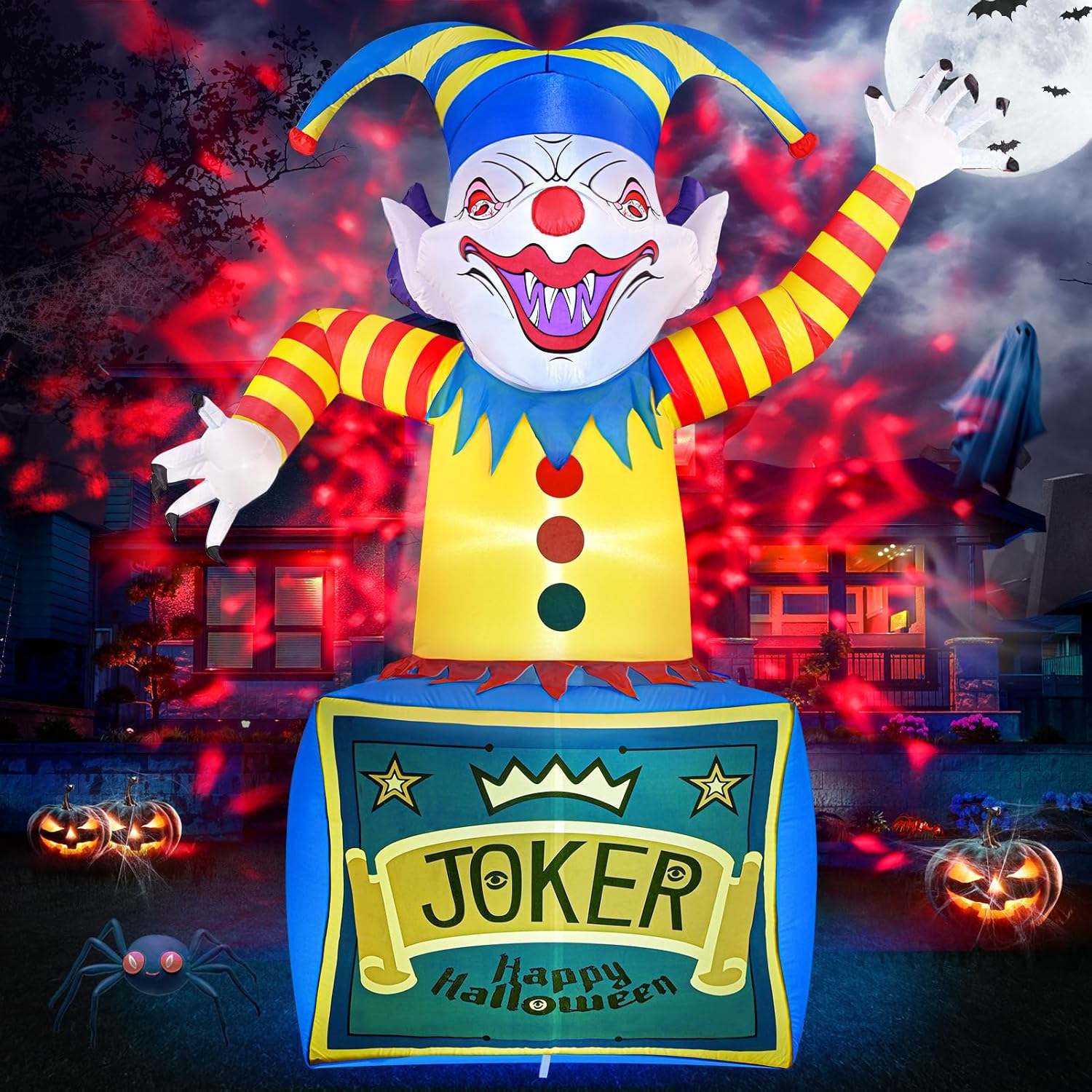 8 FT Halloween Inflatable Clown with Dynamic LED Lights