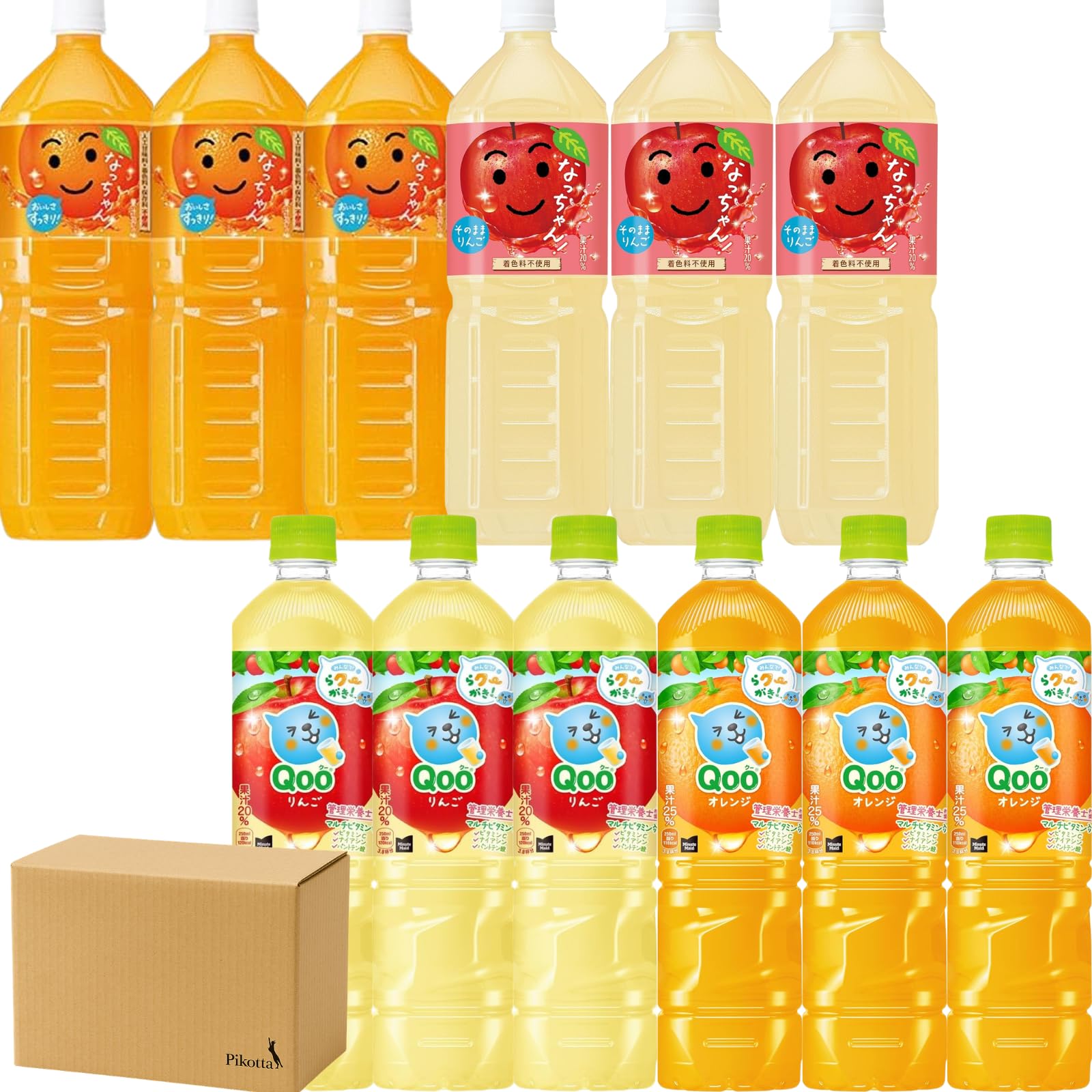 Amazon.co.jp: Pikotta なっちゃん＆Qoo ジュース飲み比べセット 12本