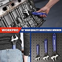 Vista 7 de WORKPRO Llave ajustable de 10 pulgadas, llave de mandíbula ancha de acero Cr-V con óxido negro, escalas métricas y SAE, para el hogar, garaje
