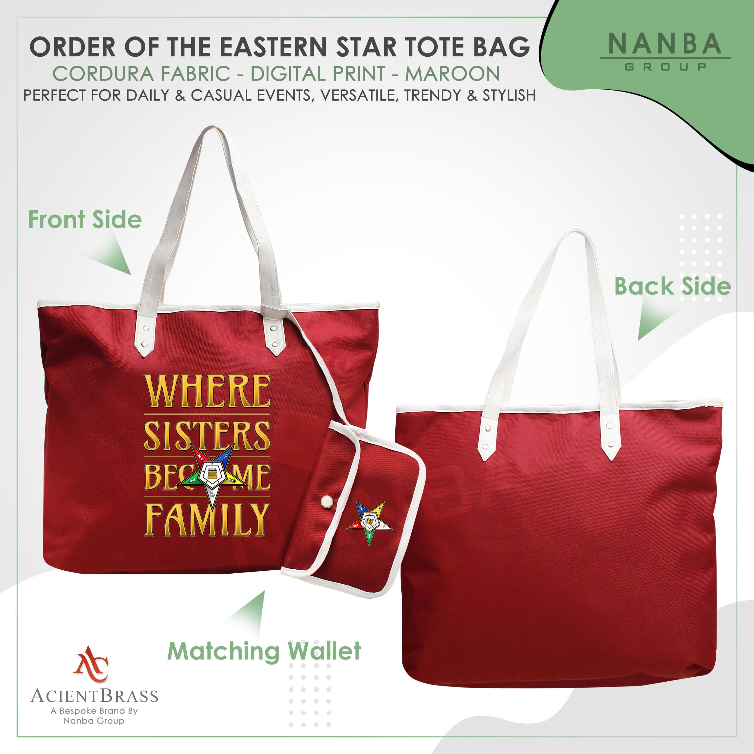 ACIENTBRASS Order of the Eastern Star OES Sisterhood Tote Bag