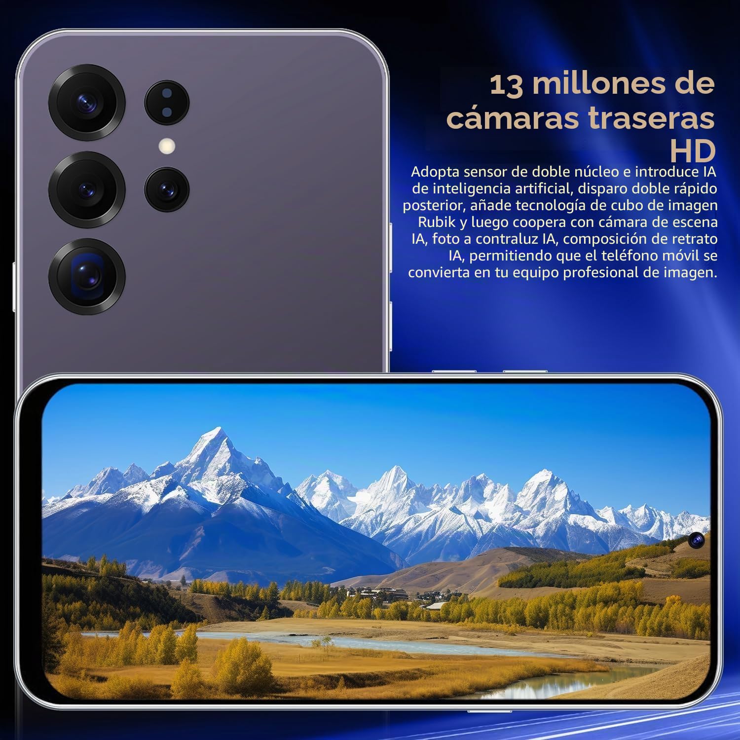 S25Ultra-Black 4G Smartphone Desbloqueado Android 12.0 6.6'' HD+ 4GB 32GB ROM 256GB SD Dual SIM Cámara Dual ID Cara WiFi GPS OTG